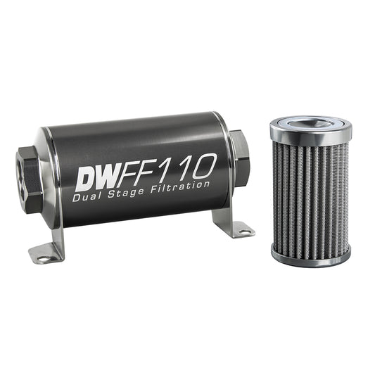 DeatschWerks In-Line Fuel Filter Element & Housing Kit SS 100Micron