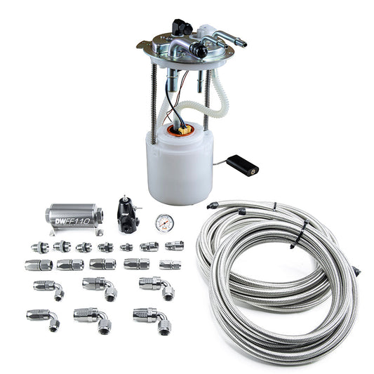 DeatschWerks400 Fuel Pump Module + Return SS CPE Plumbing Kit for Yukon, Tahoe 4.8, 5.3, 6.0, 6.2 V8 (05-19)