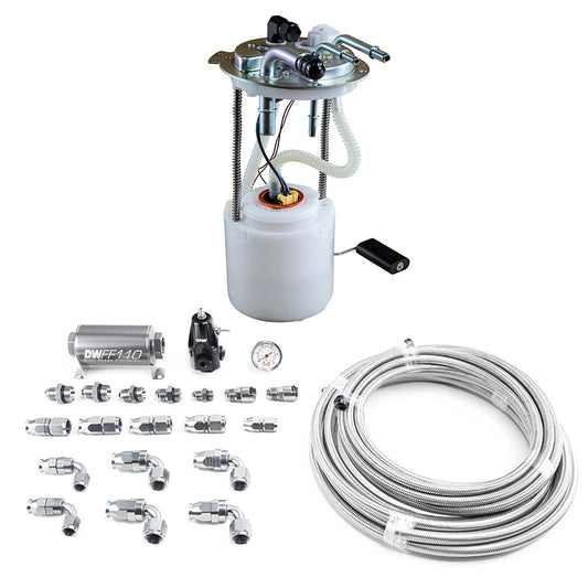 DeatschWerks400 Fuel Pump Module + Return SS PTFE Plumbing Kit for Yukon, Tahoe 4.8, 5.3, 6.0, 6.2 V8 (05-19)