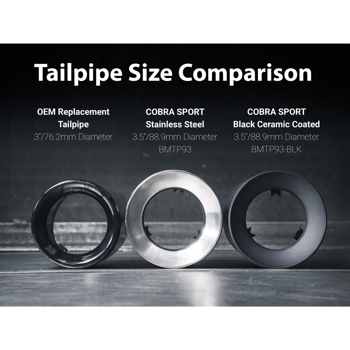 Cobra Exhaust Tailpipes - Larger 3.5" M Performance Tips - Replacement Slip-on OE Style - BMW M240i F22 LCI