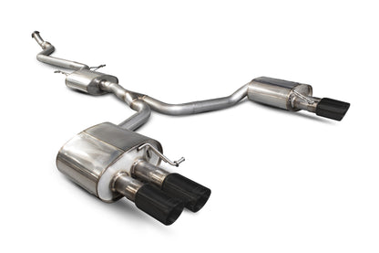 Scorpion Resonated Cat Back Exhaust (Black Quad Pipes) - Audi A5 B8 2.0 12-16