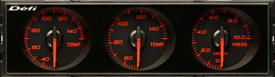 Defi RH Car DIN Gauge Set RHD (Red with Red Pointer)