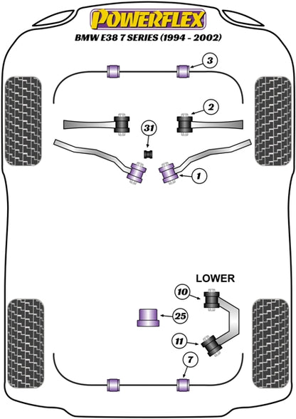Powerflex Rear Lower Arm Rear Bush for BMW 7 Series E38 (94-02)