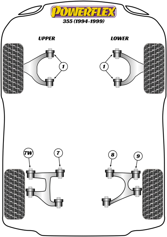 Powerflex Rear Upper Wishbone Inner Bush for Ferrari 355 (94-99)