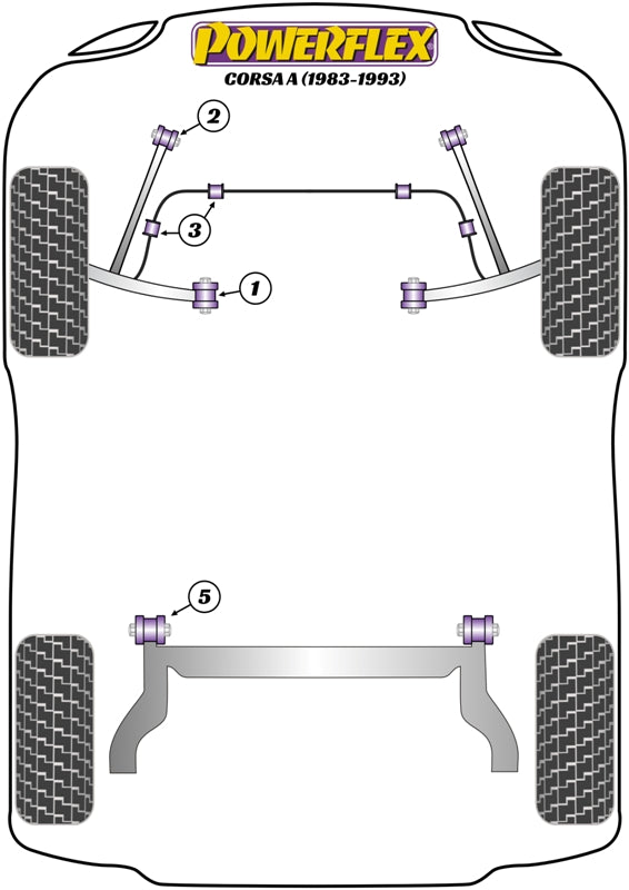 Powerflex Rear Beam Mounting Bush for Vauxhall Corsa A (83-93)