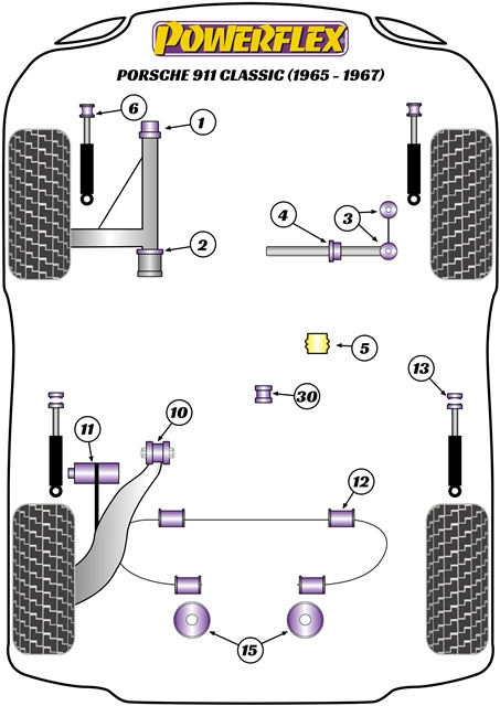 Powerflex Front Strut Top Mount Bush for Porsche 911 Classic (65-89)