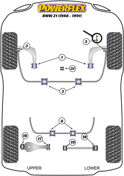 Powerflex Front Lower Wishbone Rear Bush for BMW Z1 (88-91)