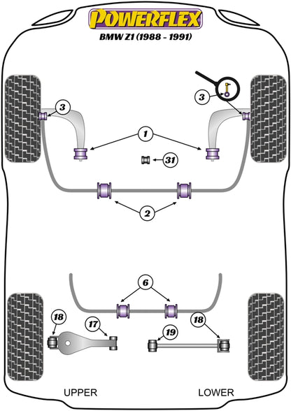 Powerflex Black Rear Upper Wishbone Outer Bush for BMW Z1 (88-91)