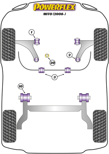 Powerflex Front Arm Front Bush for Alfa Romeo MiTo (08-18)