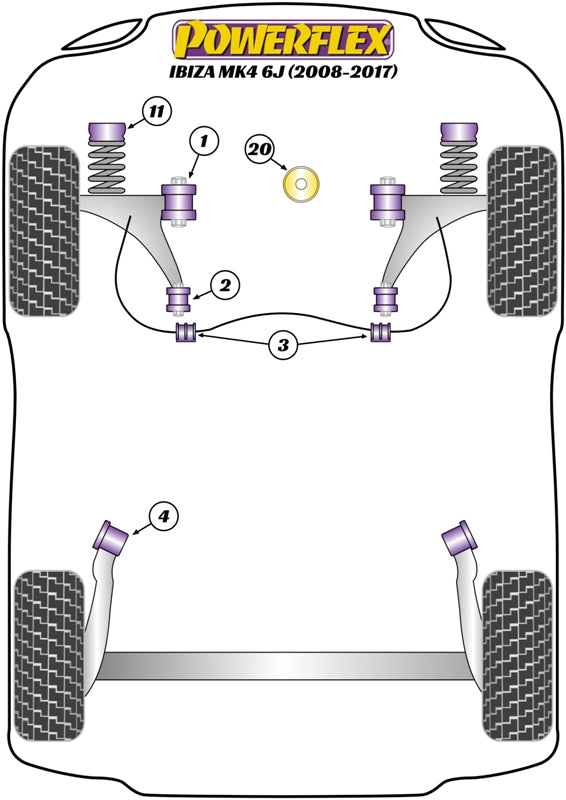 Powerflex Black Rear Beam Mounting Bush for Seat Ibiza Mk4 6J (08-17)