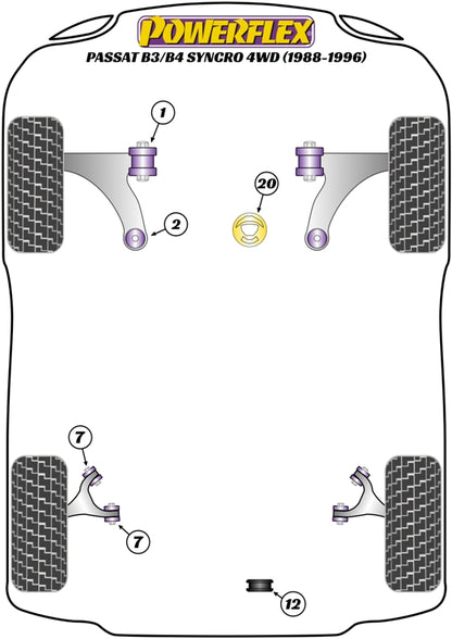 Powerflex Heritage Rear Trailing Arm Bush for VW Passat B3/B4 Syncro 4WD (88-96)