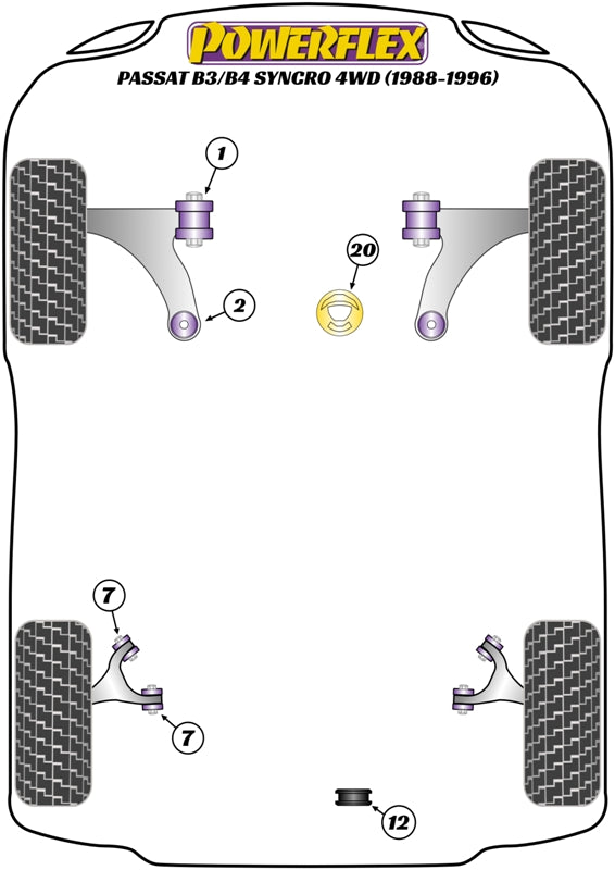 Powerflex Front Wishbone Front Bush for VW Passat B3/B4 Syncro 4WD (88-96)