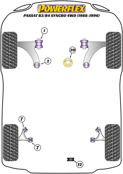 Powerflex Front Wishbone Front Bush for VW Passat B3/B4 Syncro 4WD (88-96)