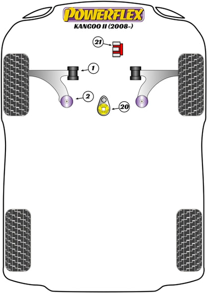 Powerflex Black Front Arm Rear Bush for Renault Kangoo II (08-)