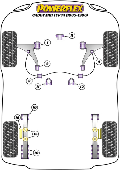 Powerflex Rear Leaf Spring Anti Clatter Bush for Volkswagen Caddy Mk1 (85-96)