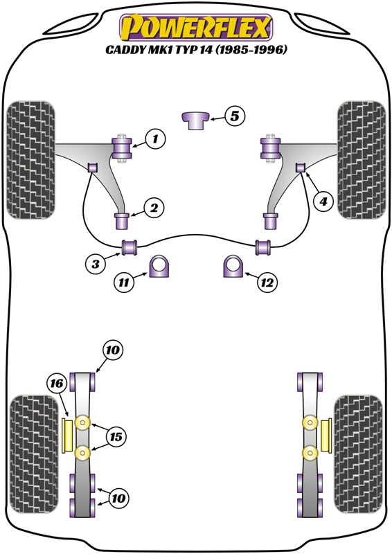 Powerflex Heritage Rear Leaf Spring Bush for Volkswagen Caddy Mk1 (85-96)