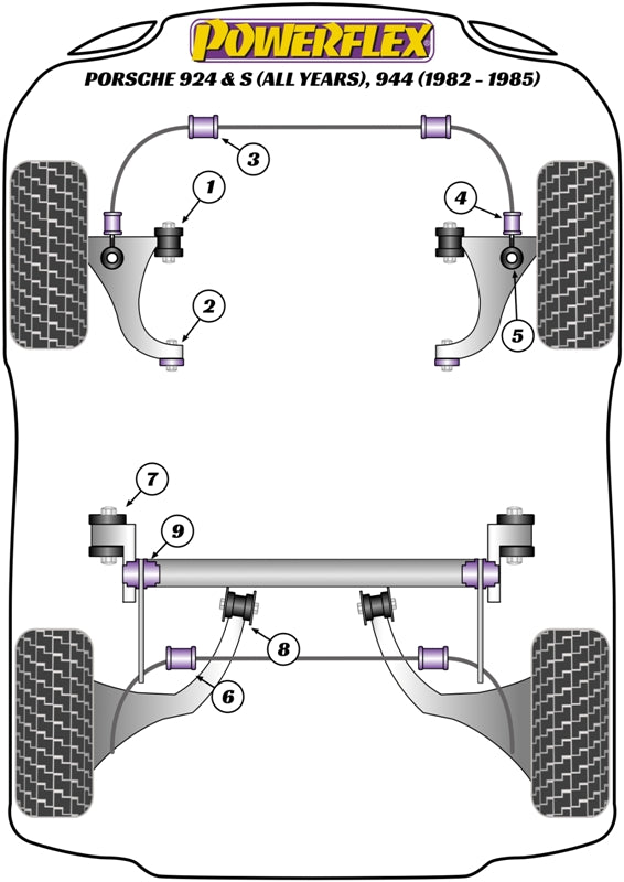 Powerflex Black Rear Axle Carrier Outer Mounting for Porsche 924 & 924S