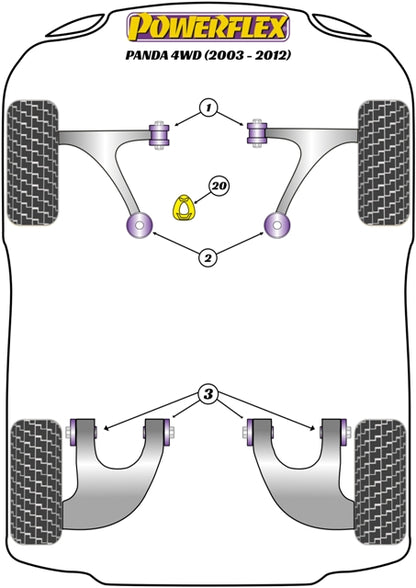 Powerflex Black Rear Trailing Arm Bush for Fiat Panda 169 4WD (03-12)