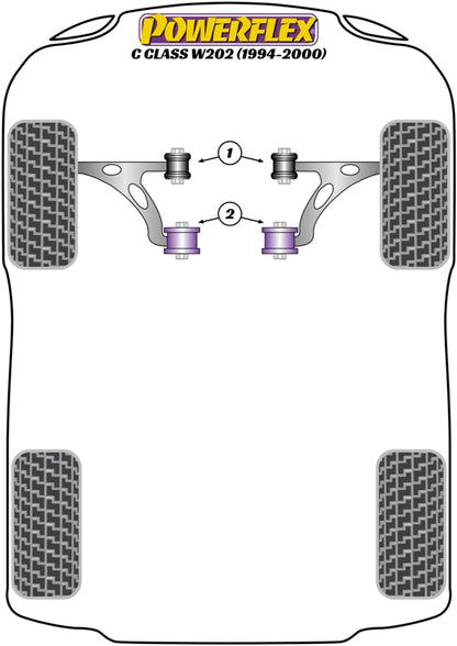 Powerflex Black Front Control Arm Rear Bush for Mercedes C Class W202 (94-00)