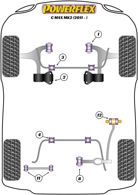 Powerflex Lower Torque Mount Bracket & Bush for Ford C-Max Mk2 (11-)