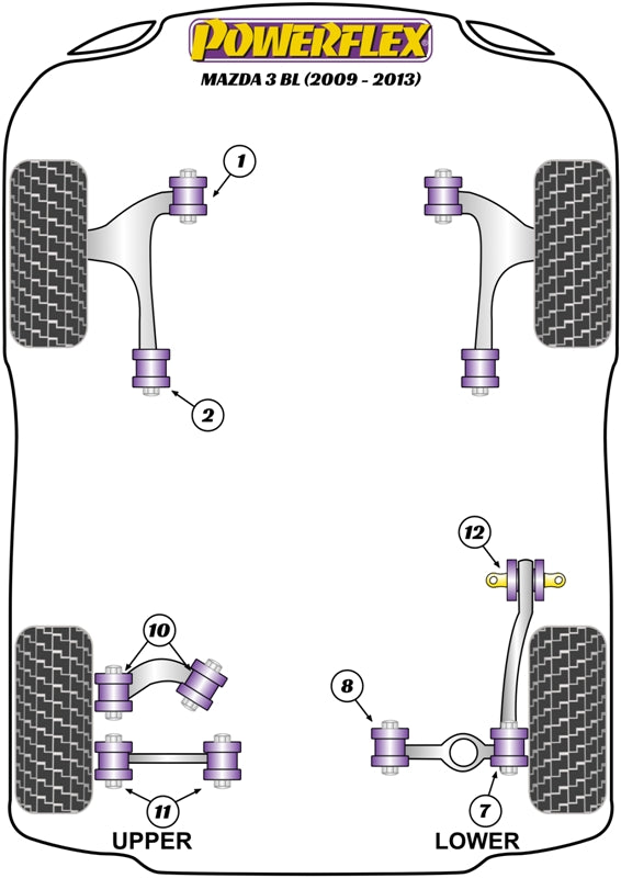 Powerflex Black Front Wishbone Front Bush 12mm for Mazda 3 BL (09-13)