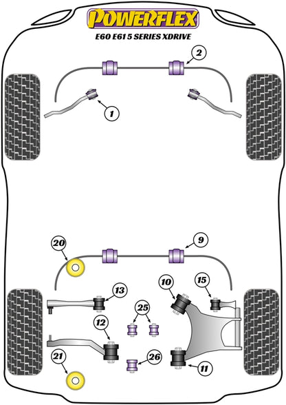 Powerflex Front Anti Roll Bar Bush for BMW 5 Series E60/E61 xDrive (03-10)