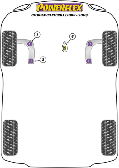 Powerflex Lower Engine Mount Insert for Citroen C3 Pluriel (03-10) PFF12-204
