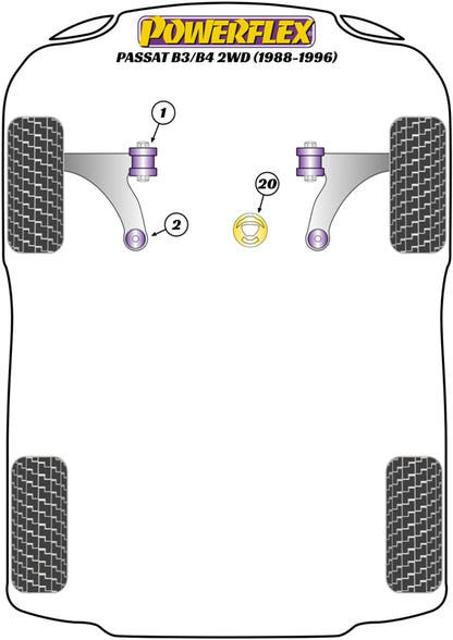 Powerflex Front Lower Engine Mounting Bush & Inserts for VW Passat B3/B4 (88-96)