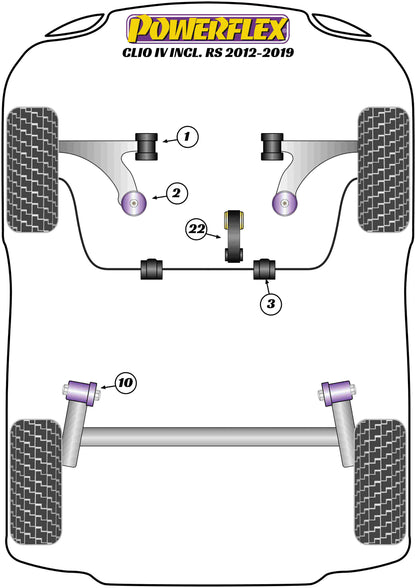 Powerflex Black Front Arm Rear Bush for Renault Clio Mk4 inc RS (12-19)
