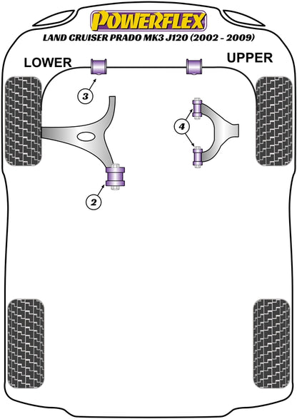 Powerflex Front Upper Control Arm Bush for Toyota Land Cruiser Prado (02-09)