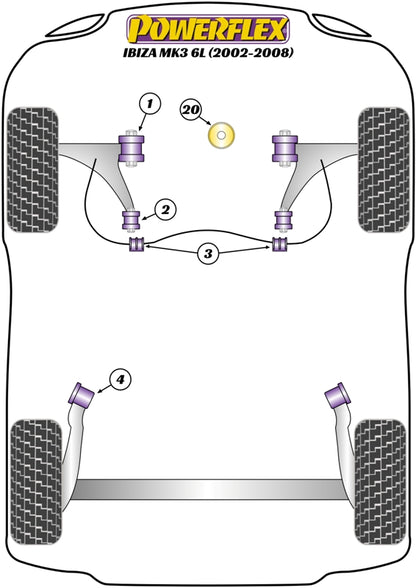 Powerflex Black Rear Beam Mounting Bush for Seat Ibiza Mk3 6L (02-08)