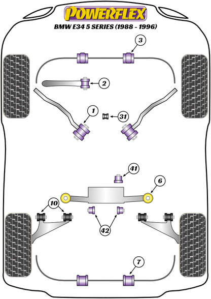 Powerflex Black Rear Diff Rear Mounting Bush for BMW 5 Series E34 (88-96)
