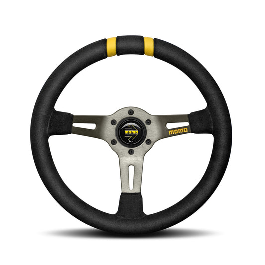 Momo Drifting Steering Wheel - Black Suede Yellow 330mm