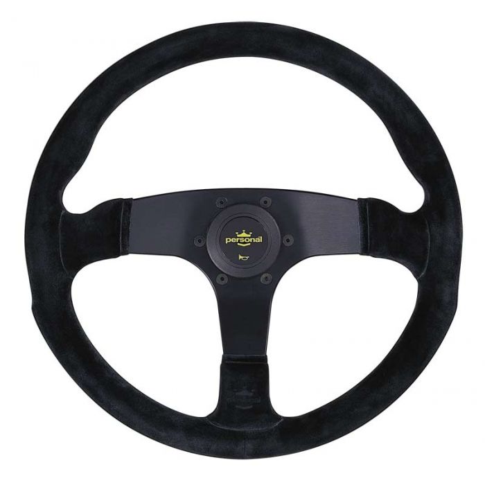 Personal Corsa Suede Steering Wheel 350mm with Black Stitching and Black Spokes