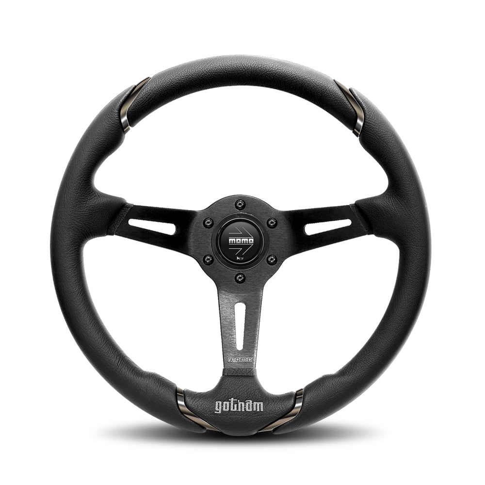 MOMO Gotham Steering Wheel - Black Leather 350mm 90mm Dish*