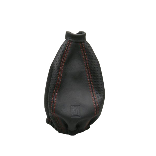 Nardi Leather Gear Gaiter - Black Leather with Red Stitching