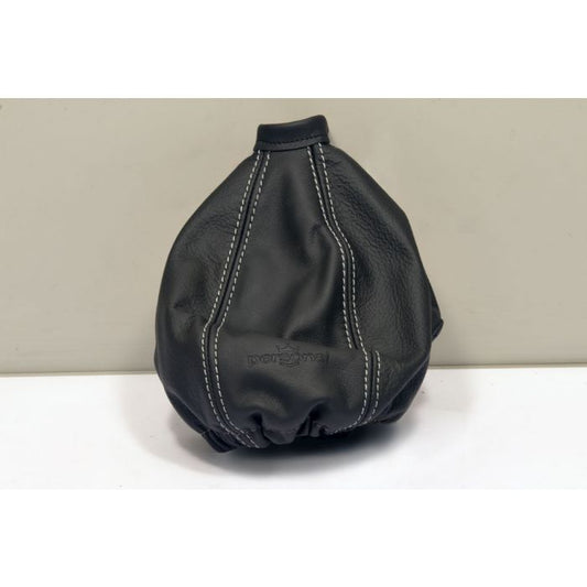 Personal Leather Gear Gaiter - Black Leather with Silver Stitching