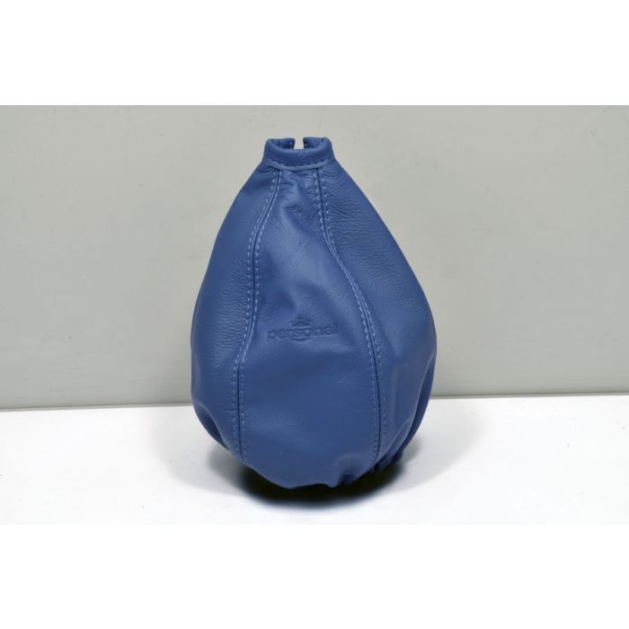 Personal Leather Gear Gaiter - Blue Leather with Blue Stitching