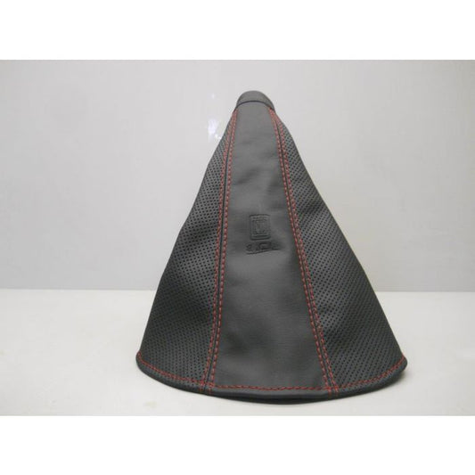 Nardi Leather Handbrake Gaiter - Black and Perforated Leather with Red stitching