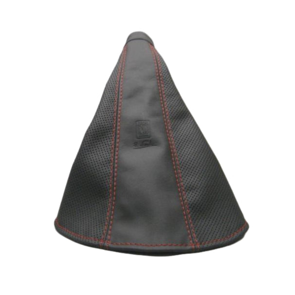 Nardi Leather Handbrake Gaiter - Black and Perforated Leather with Red stitching