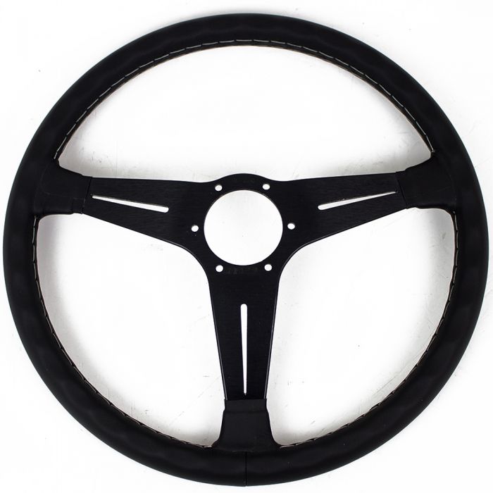 Nardi Classic Leather Steering Wheel 390mm with Grey Stitching and Black Spokes