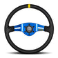 Momo Mod. 03 Steering Wheel - Blue Spoke/Black Leather 350mm