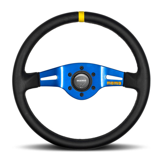 Momo Mod. 03 Steering Wheel - Blue Spoke/Black Leather 350mm