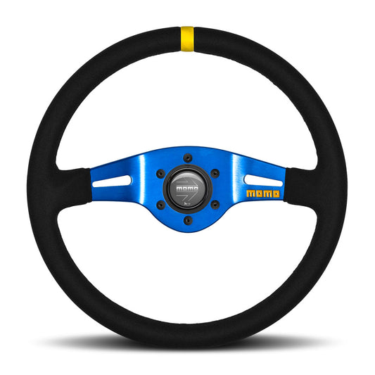 Momo Mod. 03 Steering Wheel - Blue Spoke/Black Suede 350mm
