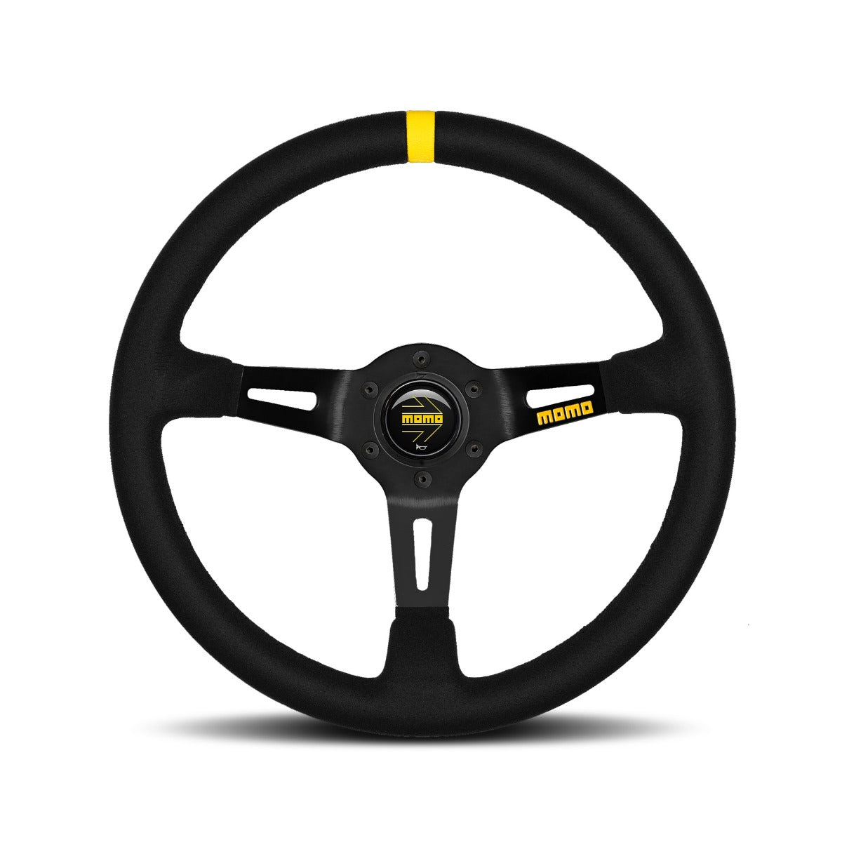 Momo Mod. 08 Steering Wheel - Black Spoke/Black Suede 350mm