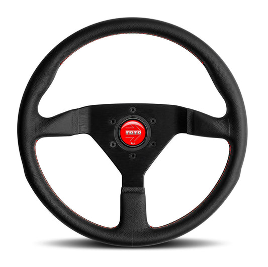 Momo Montecarlo Steering Wheel - Black Leather/Red Stitch & Horn 350mm