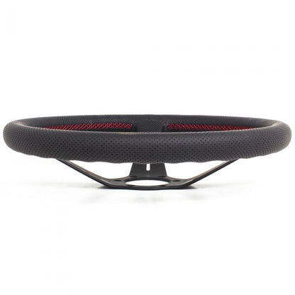 Nardi Deep Corn Perforated Leather Steering Wheel 350mm with Red Stitching and Black Spokes