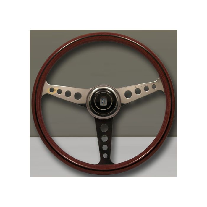 Nardi Classic Wood Steering Wheel 360mm with Polished Spokes (Round Hole) and ANNI 60 Horn Button