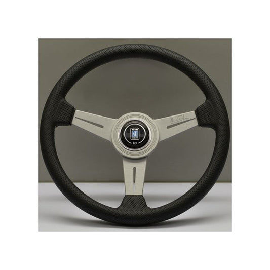 Nardi Classic Perforated Leather Steering Wheel 340mm with Grey Stitching and Satin Spokes