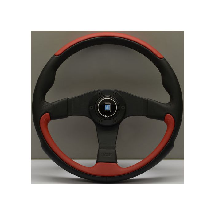 Nardi Leader Black/Red Leather Steering Wheel 350mm with Black Spokes